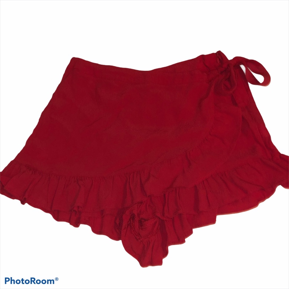 Red wrap skort